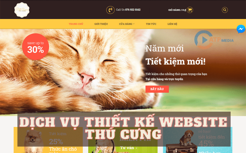 thiết kế website cửa hàng thú cưng