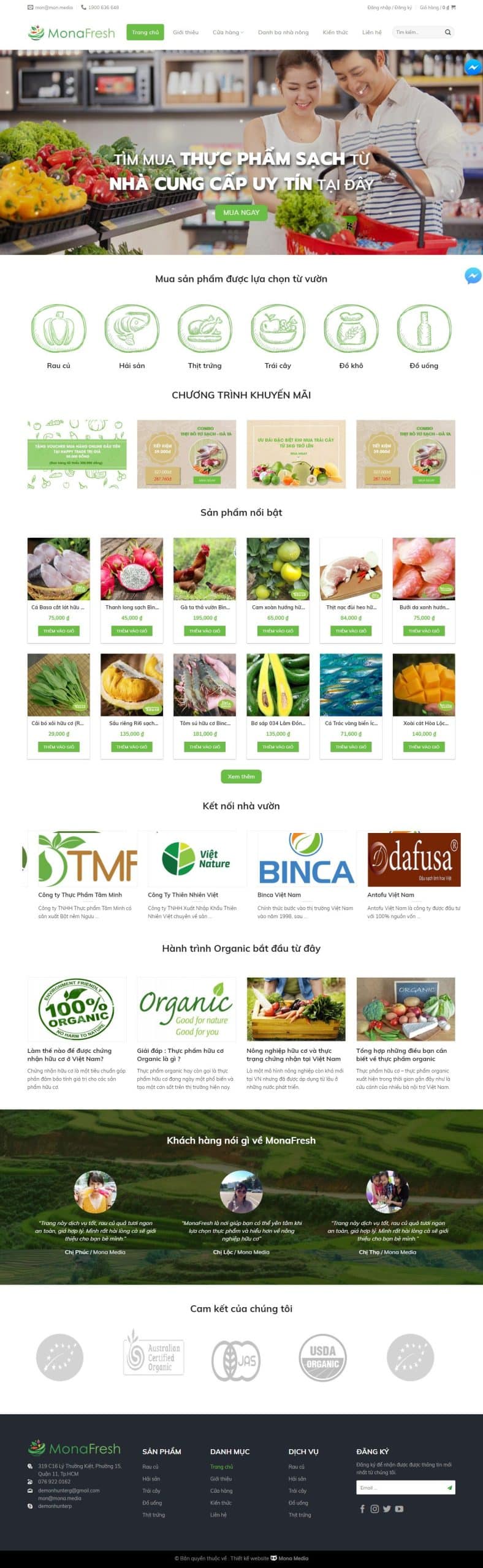 Mẫu giao diện website bán thực phẩm sạch
