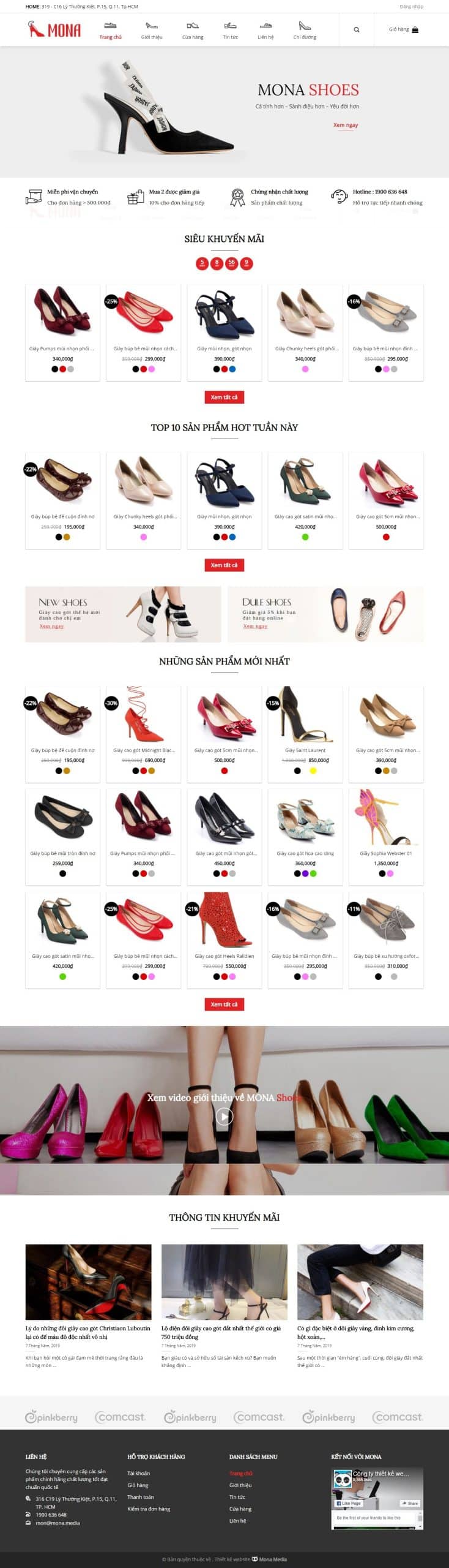 Mẫu giao diện website bán giày cao gót