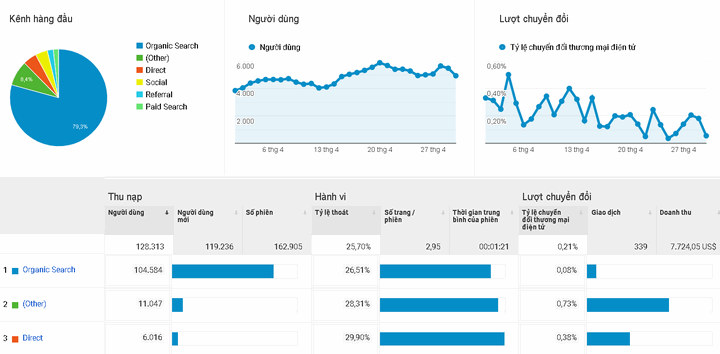 Báo cáo website trong Google Analytics