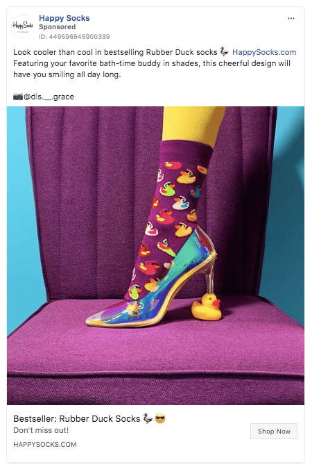 Quảng cáo hình ảnh Happy Socks trên Facebook