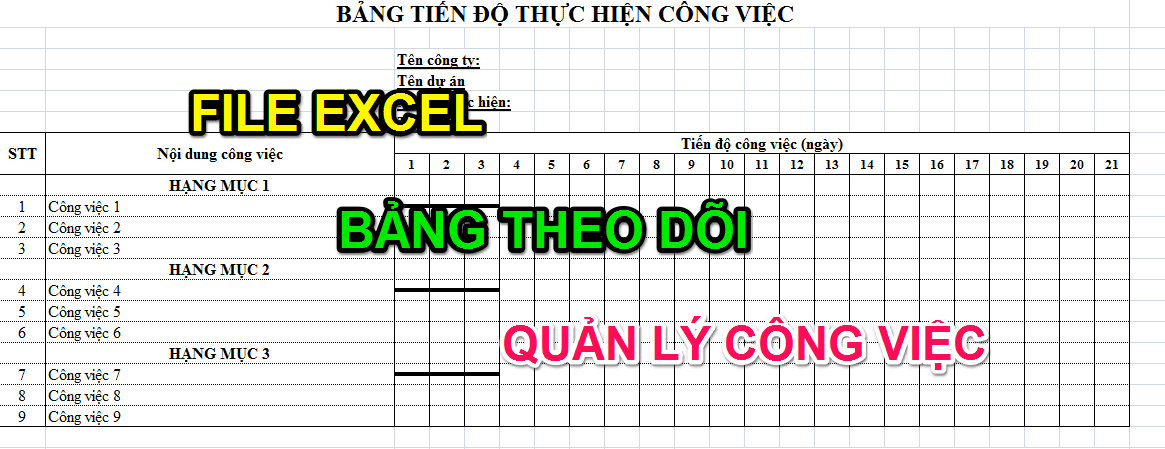mẫu Timeline công việc trong Excel